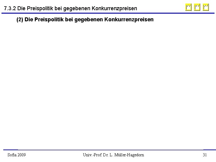 7. 3. 2 Die Preispolitik bei gegebenen Konkurrenzpreisen (2) Die Preispolitik bei gegebenen Konkurrenzpreisen