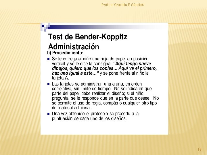 Prof. Lic. Graciela E. Sánchez 13 