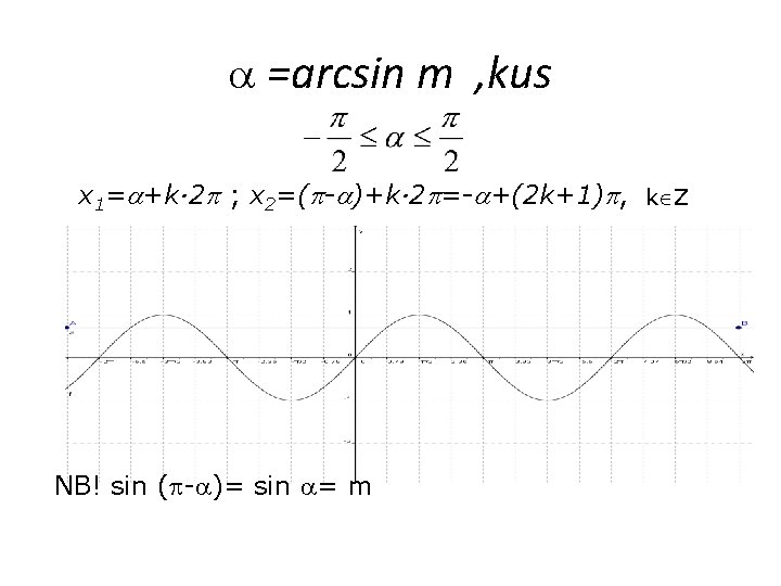  =arcsin m , kus x 1= +k· 2 ; x 2=( - )+k·