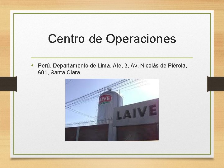Centro de Operaciones • Perú, Departamento de Lima, Ate, 3, Av. Nicolás de Piérola,