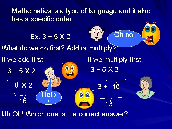 Mathematics is a type of language and it also has a specific order. Ex.