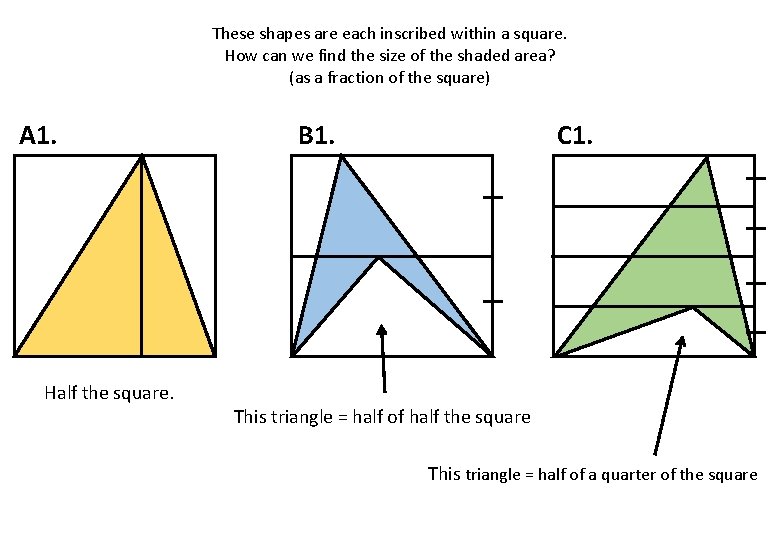 These shapes are each inscribed within a square. How can we find the size