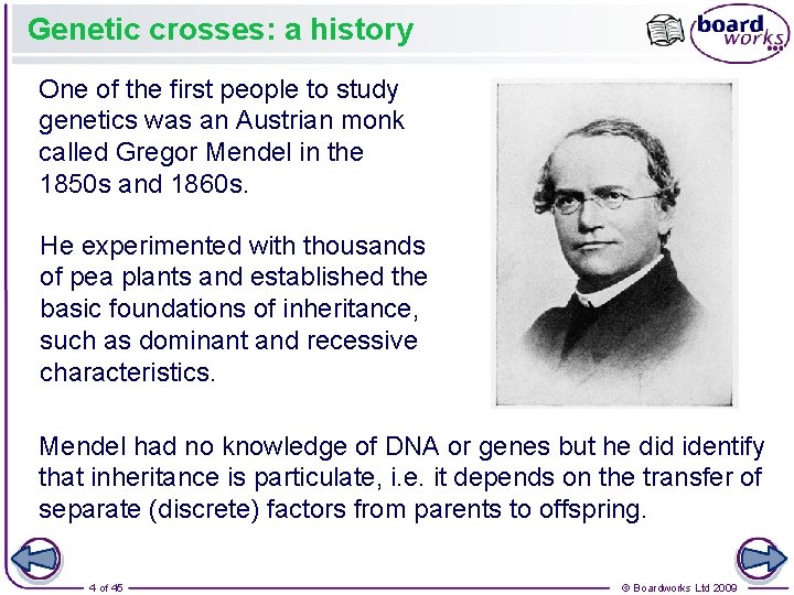 Genetic crosses: a history One of the first people to study genetics was an