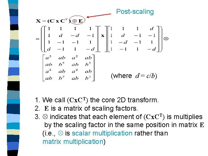 Post-scaling (where d = c/b) 1. We call (Cx. CT) the core 2 D