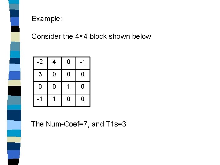 Example: Consider the 4× 4 block shown below -2 4 0 -1 3 0