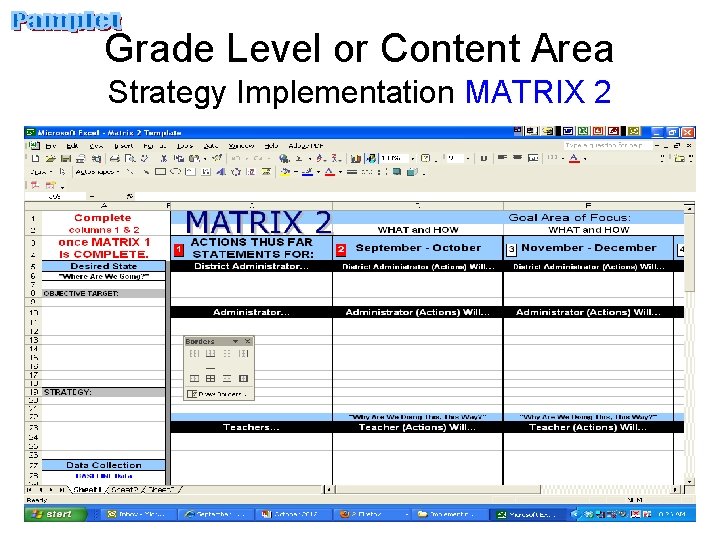 Grade Level or Content Area Strategy Implementation MATRIX 2 