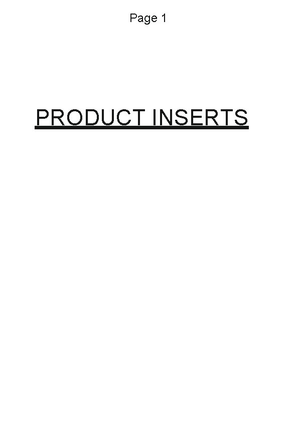 Page 1 PRODUCT INSERTS 