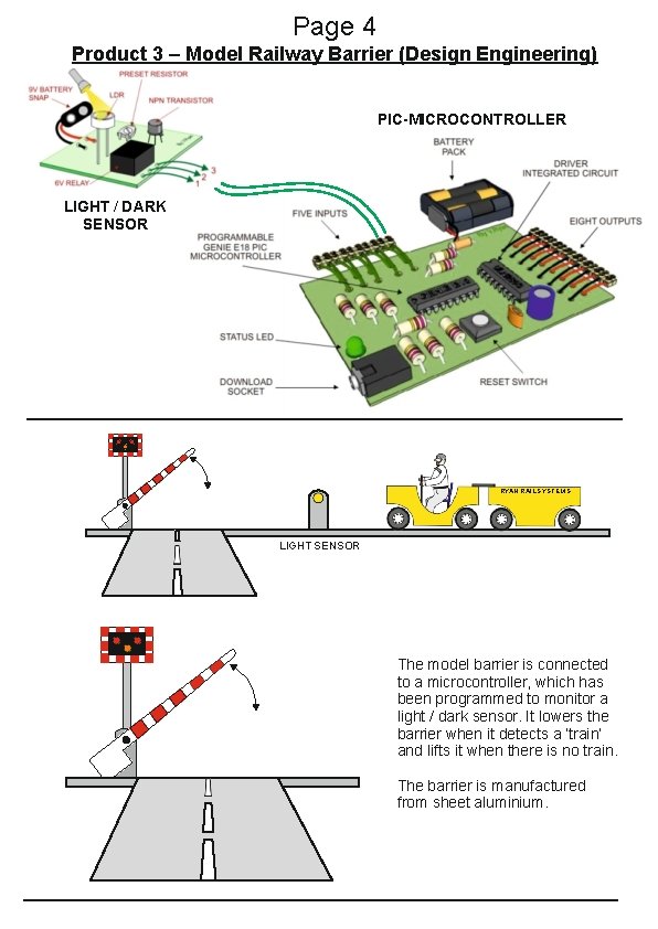 Page 4 Product 3 – Model Railway Barrier (Design Engineering) PIC-MICROCONTROLLER LIGHT / DARK