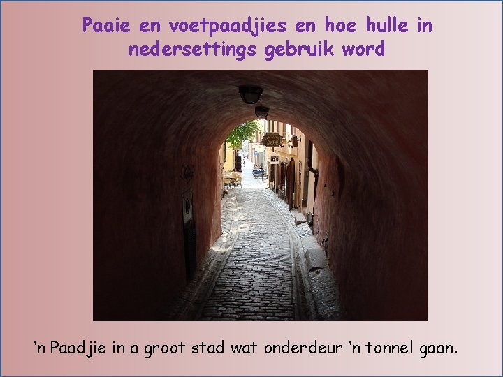 Paaie en voetpaadjies en hoe hulle in nedersettings gebruik word ‘n Paadjie in a