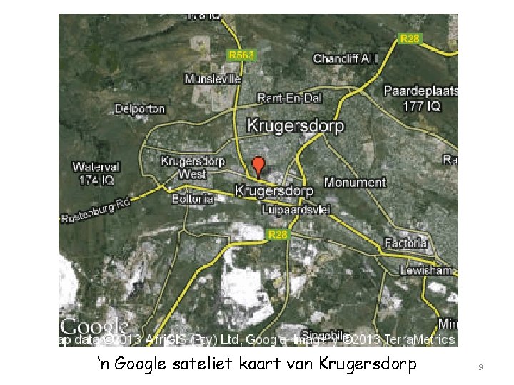 ‘n Google sateliet kaart van Krugersdorp 9 