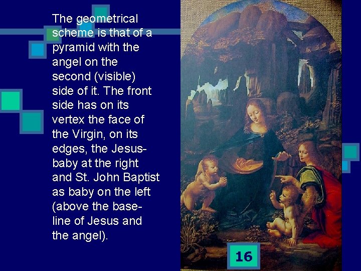 The geometrical scheme is that of a pyramid with the angel on the second
