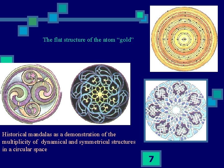 The flat structure of the atom “gold” Historical mandalas as a demonstration of the