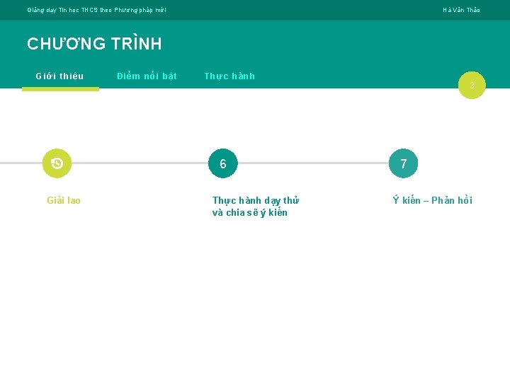 Giảng dạy Tin học THCS theo Phương pháp mới Hà Văn Thảo CHƯƠNG TRÌNH