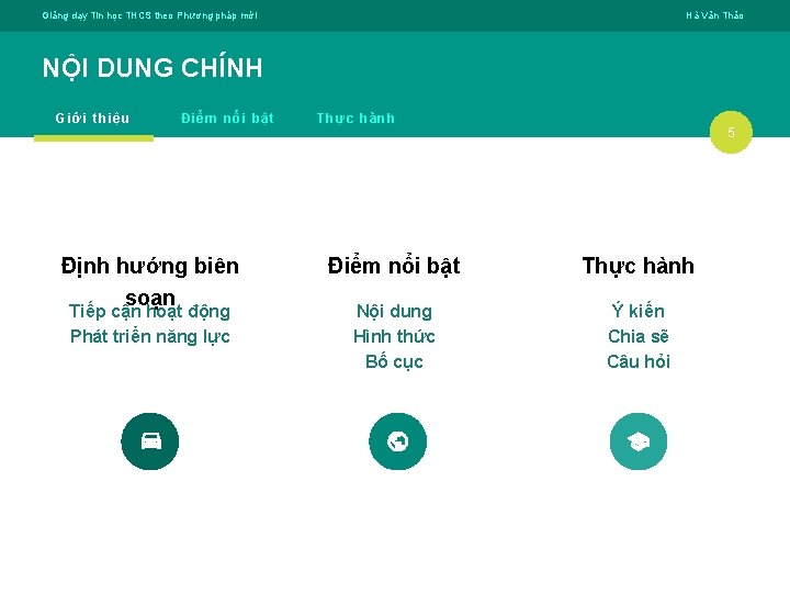 Giảng dạy Tin học THCS theo Phương pháp mới Hà Văn Thảo NỘI DUNG