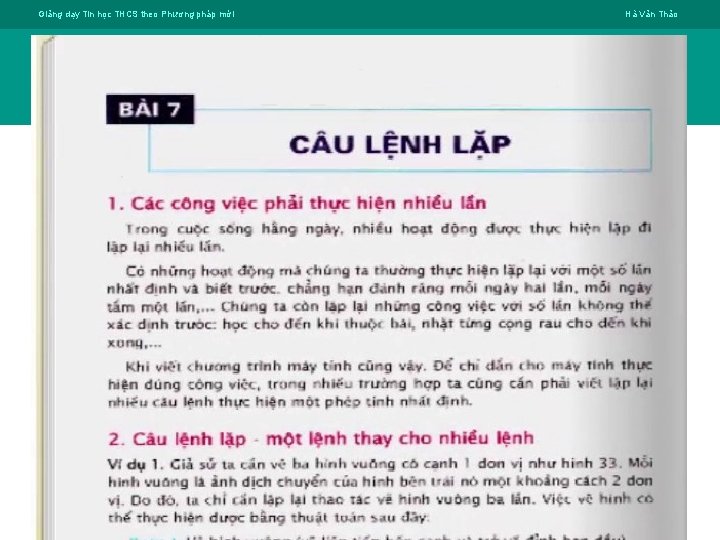 Giảng dạy Tin học THCS theo Phương pháp mới Giới thiệu Điểm nổi bật