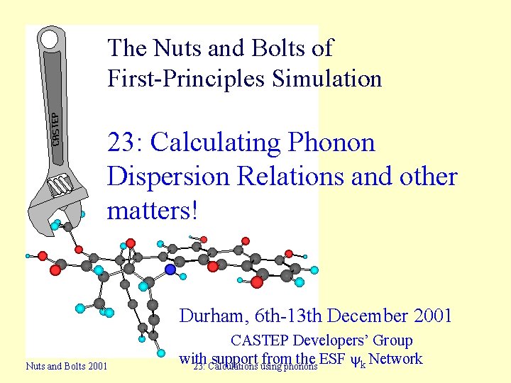 The Nuts and Bolts of First-Principles Simulation 23: Calculating Phonon Dispersion Relations and other