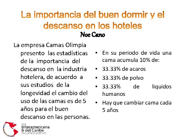 Noe Cano La empresa Camas Olimpia presento las estadísticas de la importancia del descanso