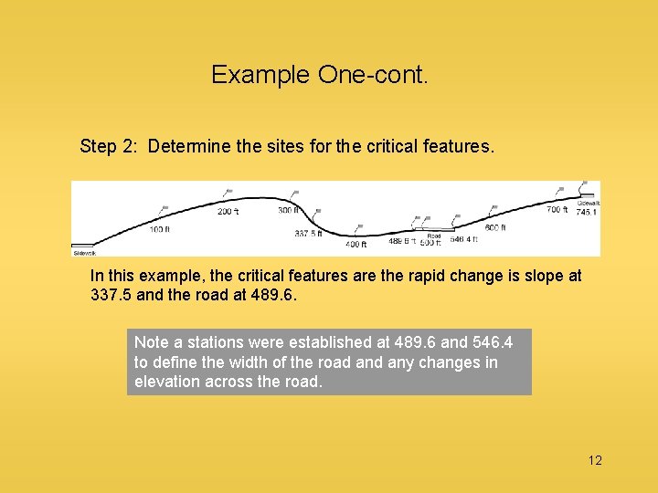 Example One-cont. Step 2: Determine the sites for the critical features. In this example,
