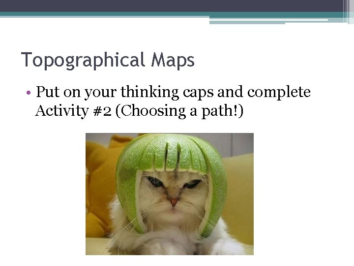 Topographical Maps • Put on your thinking caps and complete Activity #2 (Choosing a
