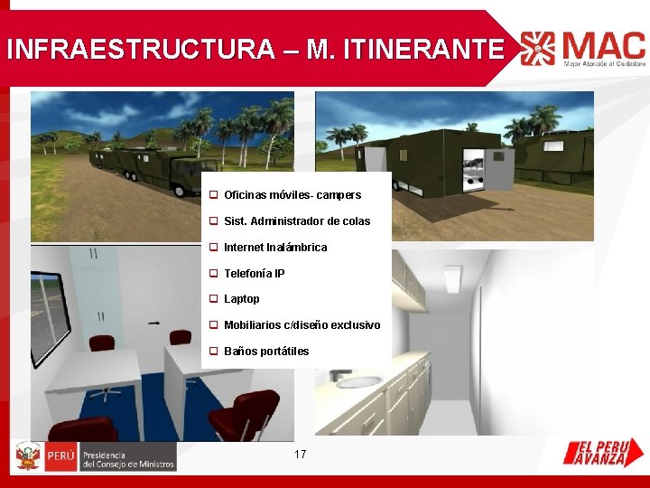 INFRAESTRUCTURA – M. ITINERANTE q Oficinas móviles- campers q Sist. Administrador de colas q INFRAESTRUCTURA – M. ITINERANTE q Oficinas móviles- campers q Sist. Administrador de colas q