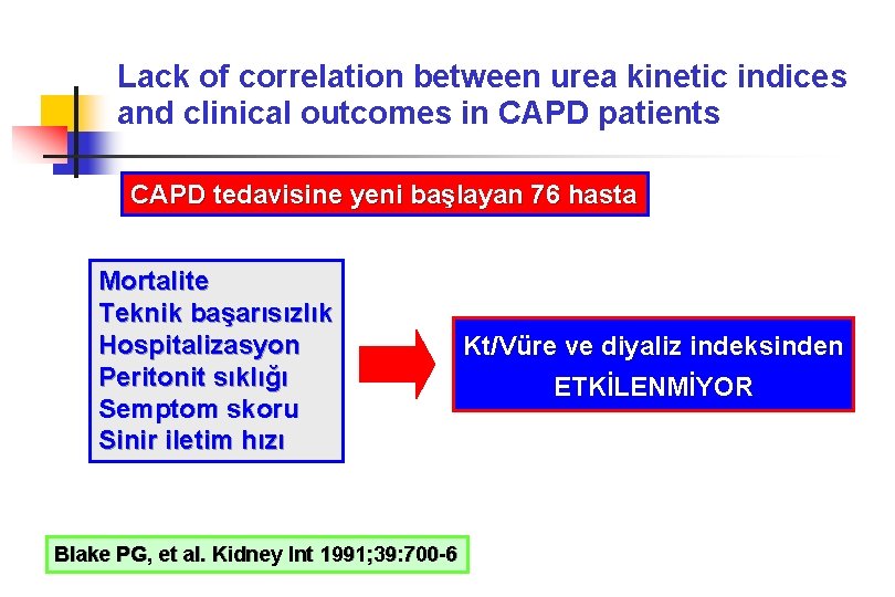Lack of correlation between urea kinetic indices and clinical outcomes in CAPD patients CAPD