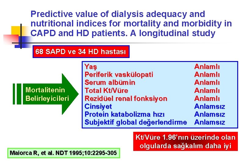 Predictive value of dialysis adequacy and nutritional indices for mortality and morbidity in CAPD