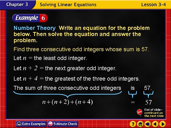 Number Theory Write an equation for the problem below. Then solve the equation and