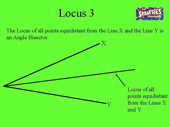 Locus 3 The Locus of all points equidistant from the Line X and the