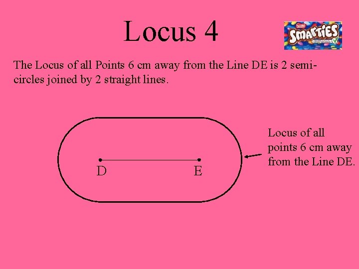 Locus 4 The Locus of all Points 6 cm away from the Line DE