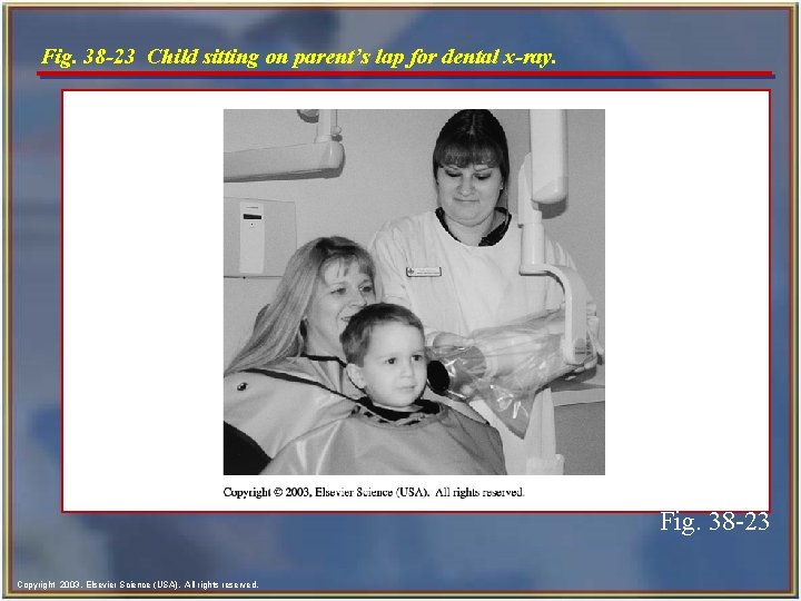 Fig. 38 -23 Child sitting on parent’s lap for dental x-ray. Fig. 38 -23