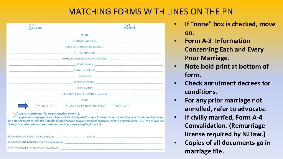 MATCHING FORMS WITH LINES ON THE PNI • • If “none” box is checked,