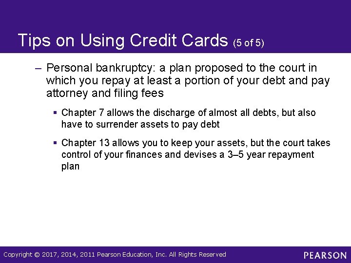 Tips on Using Credit Cards (5 of 5) – Personal bankruptcy: a plan proposed