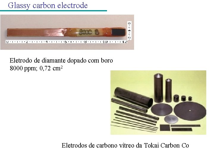 Glassy carbon electrode Eletrodo de diamante dopado com boro 8000 ppm; 0, 72 cm