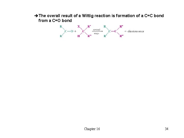 èThe overall result of a Wittig reaction is formation of a C=C bond from