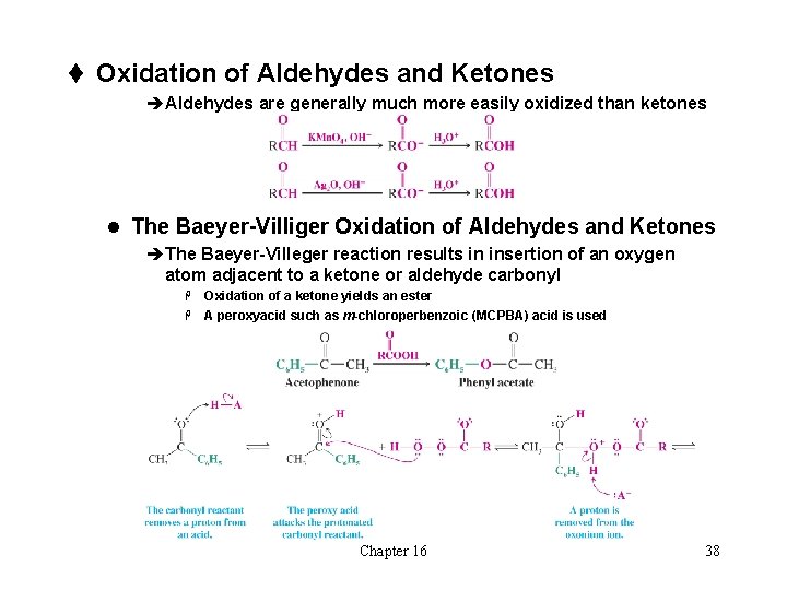 t Oxidation of Aldehydes and Ketones èAldehydes are generally much more easily oxidized than