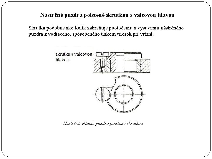  Nástrčné puzdrá poistené skrutkou s valcovou hlavou Skrutka podobne ako kolík zabraňuje pootočeniu