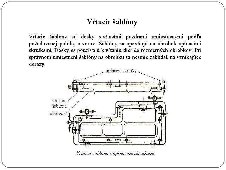 Vŕtacie šablóny sú dosky s vŕtacími puzdrami umiestnenými podľa požadovanej polohy otvorov. Šablóny sa