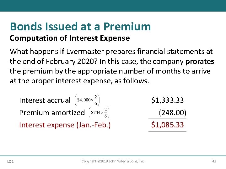 Bonds Issued at a Premium Computation of Interest Expense What happens if Evermaster prepares