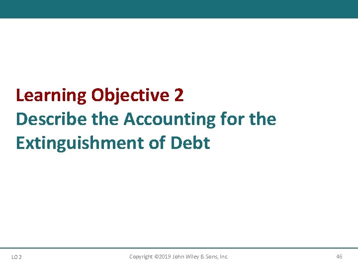 Learning Objective 2 Describe the Accounting for the Extinguishment of Debt LO 2 Copyright