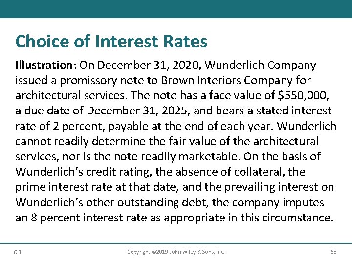 Choice of Interest Rates Illustration: On December 31, 2020, Wunderlich Company issued a promissory