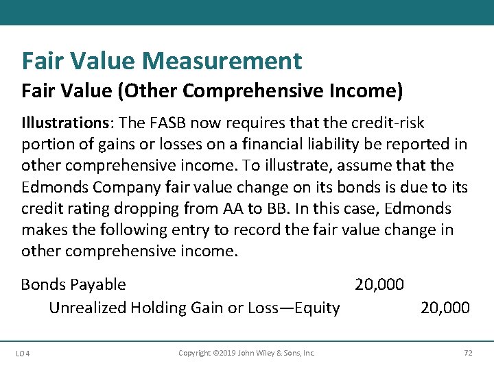 Fair Value Measurement Fair Value (Other Comprehensive Income) Illustrations: The FASB now requires that