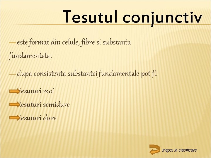 Tesutul conjunctiv — este format din celule, fibre si substanta fundamentala; — dupa consistenta