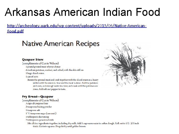 Arkansas American Indian Food http: //archeology. uark. edu/wp-content/uploads/2015/06/Native-American. Food. pdf 