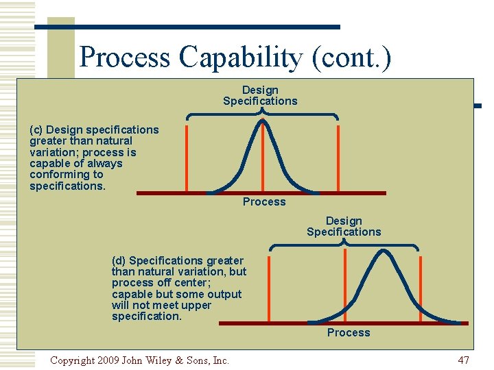 Process Capability (cont. ) Design Specifications (c) Design specifications greater than natural variation; process