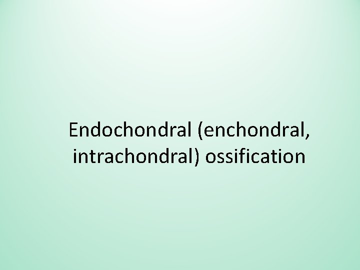 Endochondral (enchondral, intrachondral) ossification 