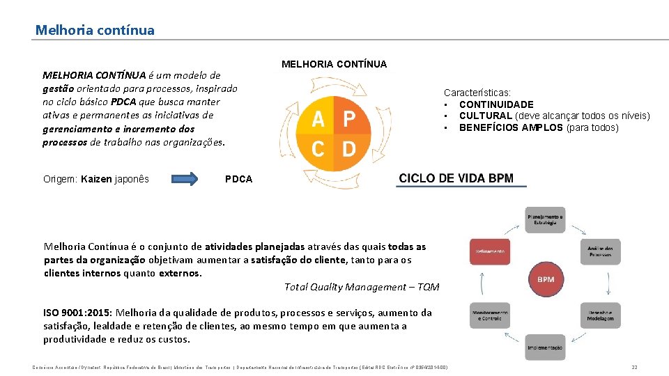 Melhoria contínua MELHORIA CONTÍNUA é um modelo de gestão orientado para processos, inspirado no