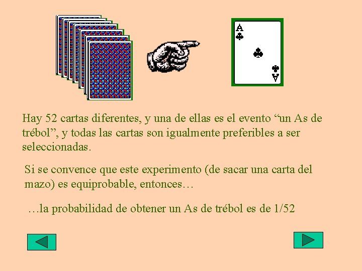 Hay 52 cartas diferentes, y una de ellas es el evento “un As de