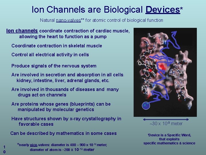Ion Channels are Biological Devices* Natural nano-valves** for atomic control of biological function Ion