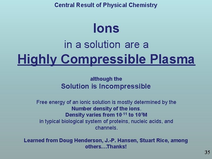 Central Result of Physical Chemistry Ions in a solution are a Highly Compressible Plasma