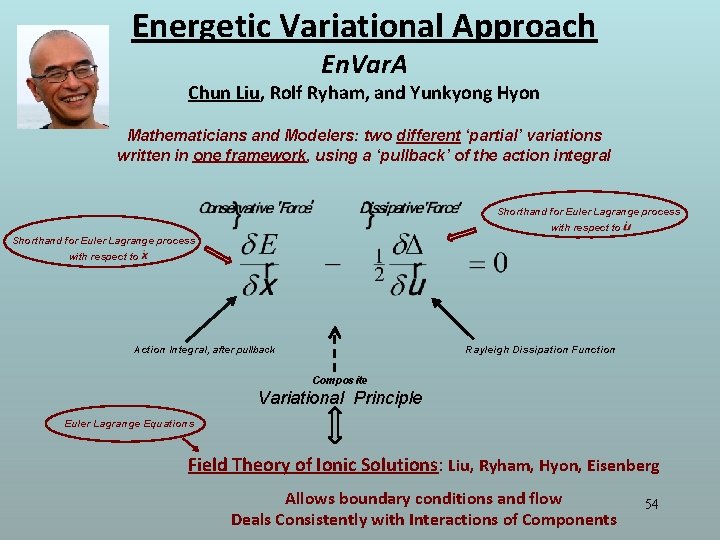 Energetic Variational Approach En. Var. A Chun Liu, Rolf Ryham, and Yunkyong Hyon Mathematicians